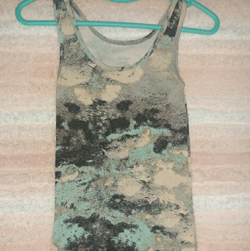 Aqua, cream white and black Marble Tank Top